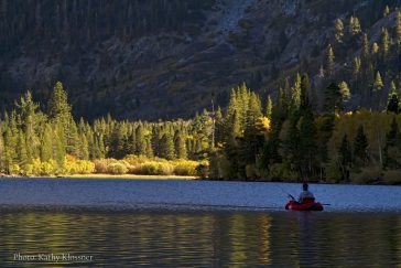 Fly fisherman on Silver Lake, California