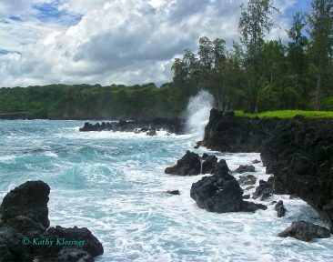 Waves crashing on the coast of Hana, Maui