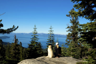 Girl and Labrador at Lake Tahoe