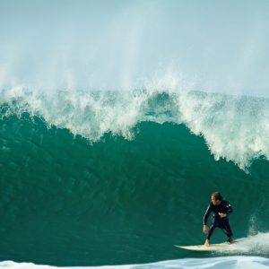 Making the section at Swamis Surf Break, CA